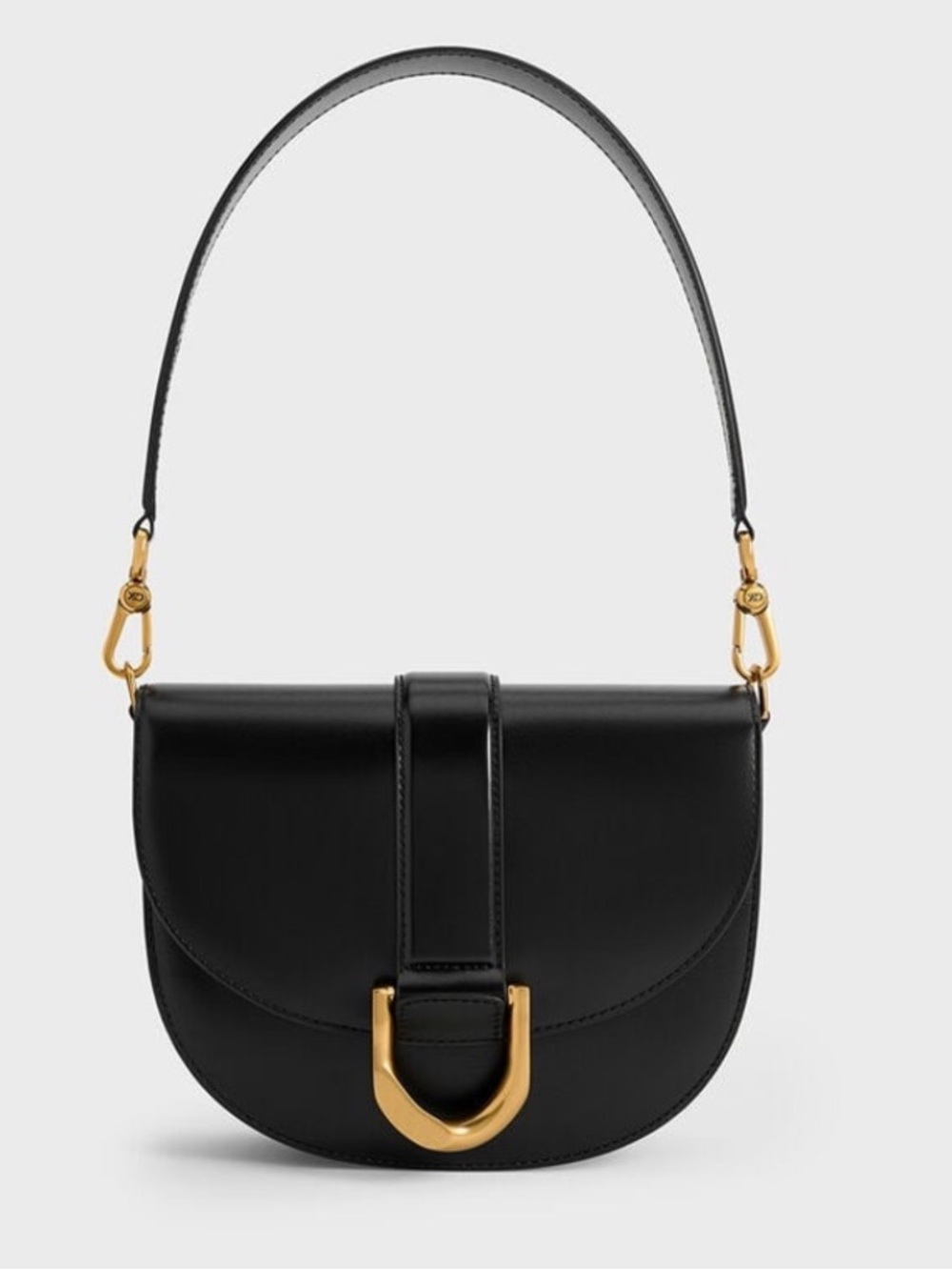 Charles & Keith Gabine Saddle Bag in Black